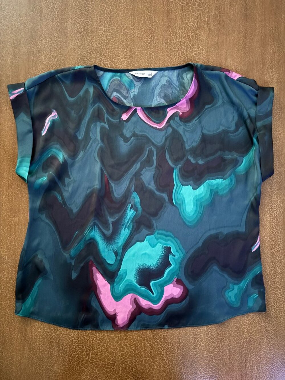 Nine West Short Sleeve Abstract Artistic Print Blouse - Size Large